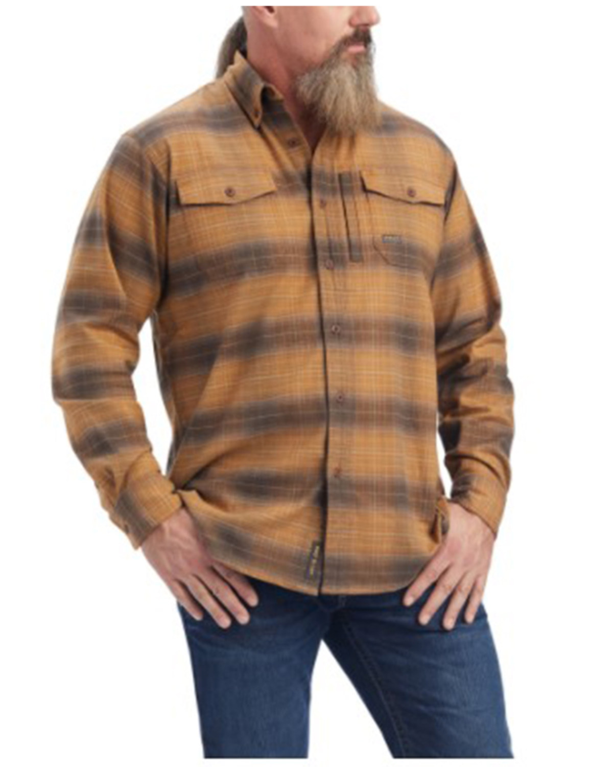 Ariat Men's Rebar Plaid DuraStretch Long Sleeve Button Down Flannel Work Shirt