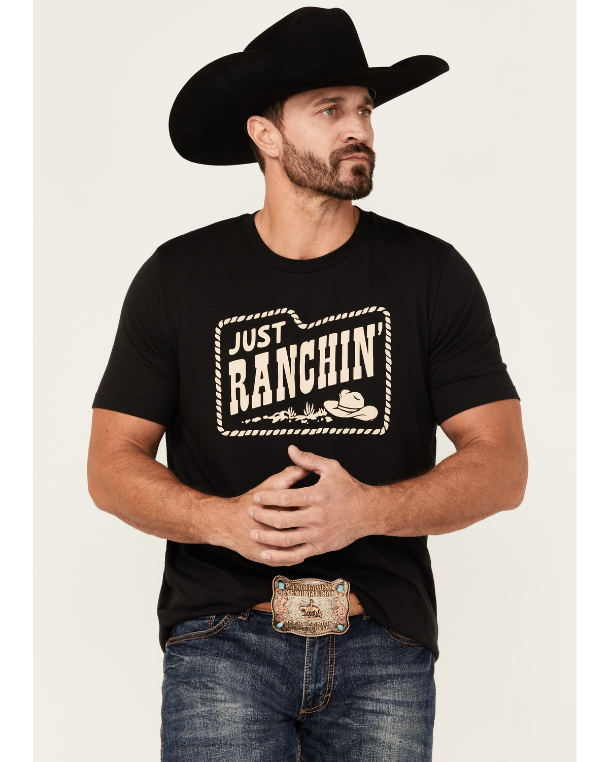 Rodeo Time Men's Just Ranchin' Short Sleeve Graphic T-Shirt