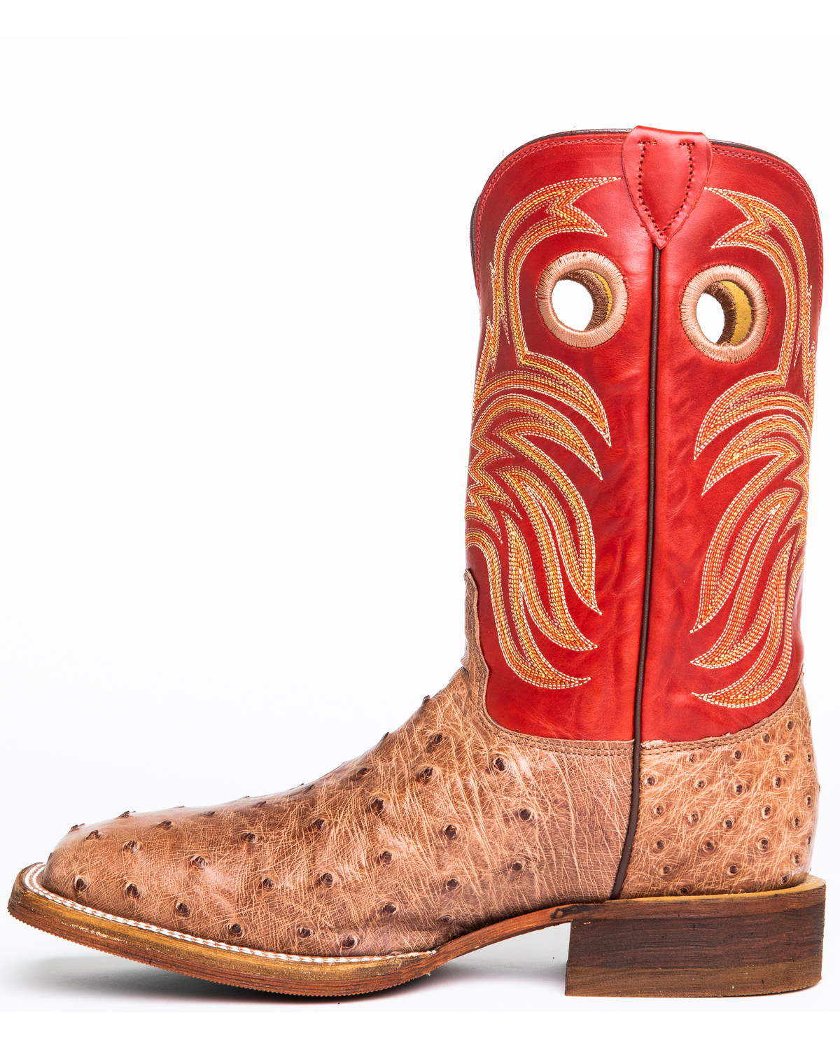 Justin Men's Cognac Ostrich Western Boots - Wide Square Toe | Boot Barn