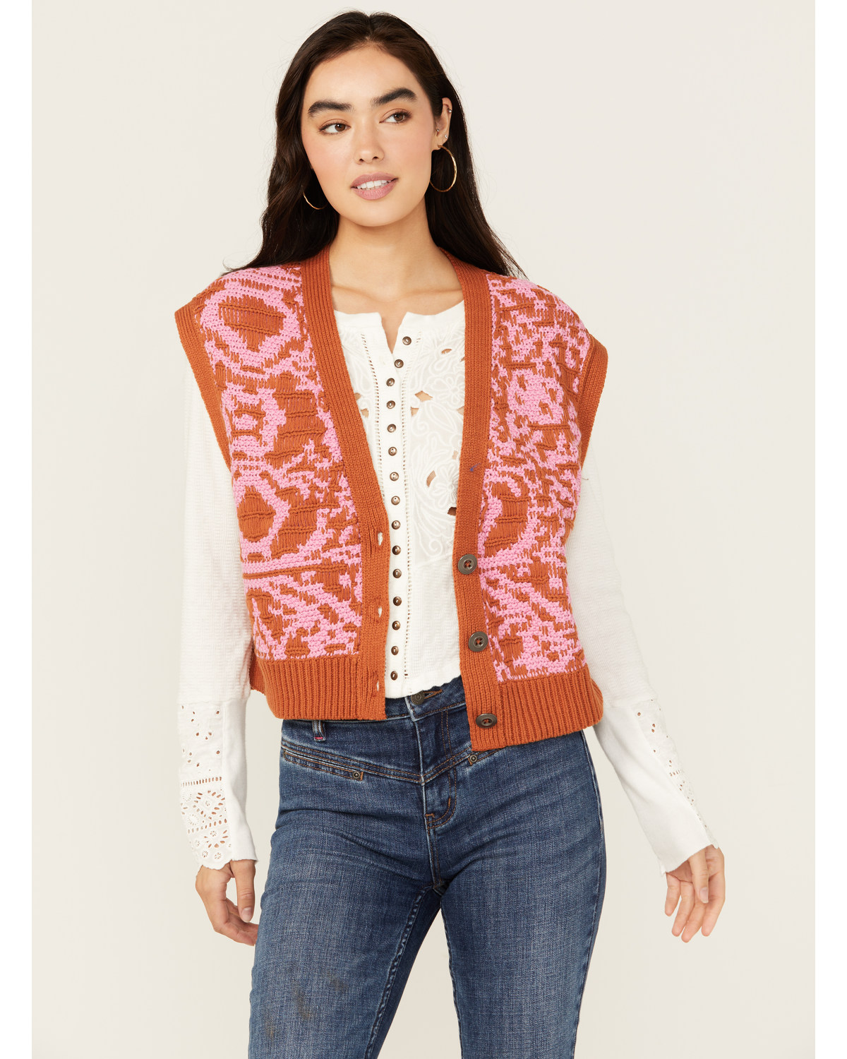 Free People Women's Tapestry Sweater Vest