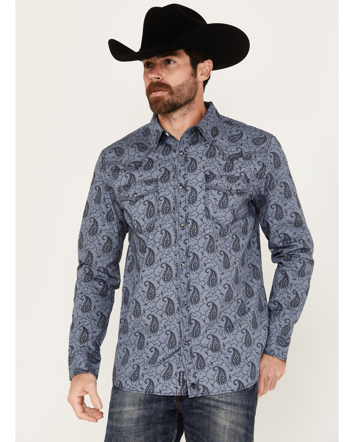 Moonshine Spirit Men's Satanta Paisley Print Long Sleeve Snap Western Shirt