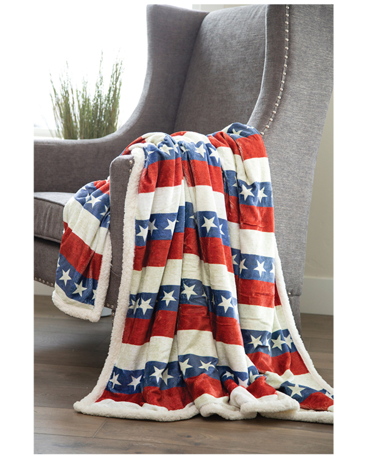 Carstens Home Americana Plush Sherpa Throw Blanket