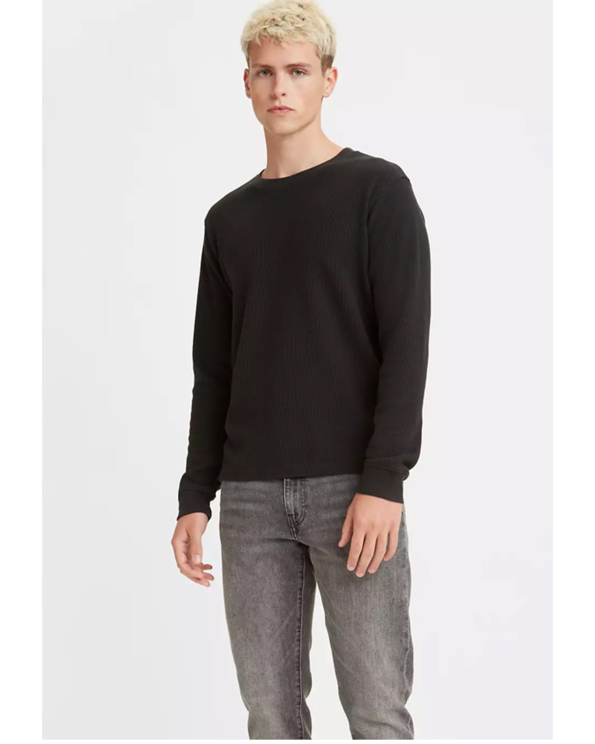 Levi's Men's Solid Black Relaxed Thermal Long Sleeve T-Shirt