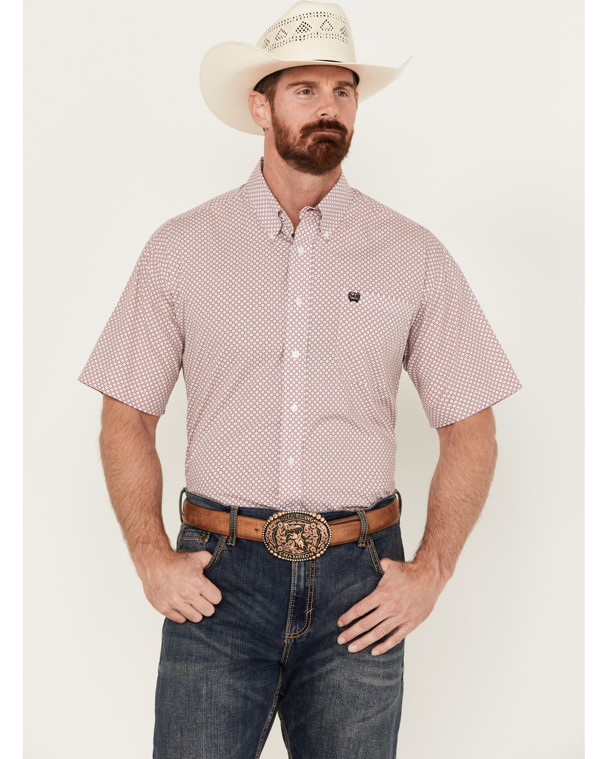 Cinch Men's Geo Print Short Sleeve Button-Down Western Shirt