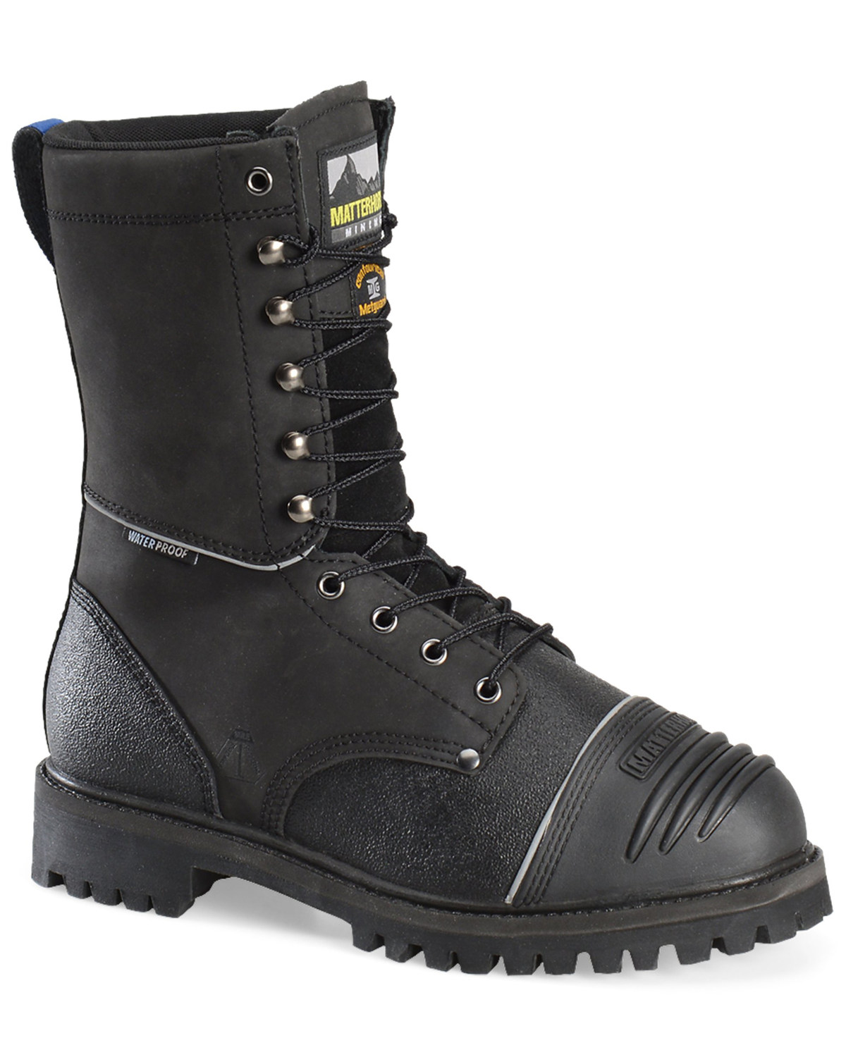 black lace up steel toe boots
