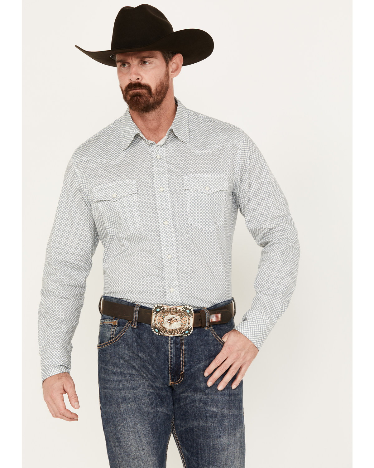 Wrangler 20X Men's Competition Advanced Comfort Geo Print Long Sleeve Snap Western Shirt