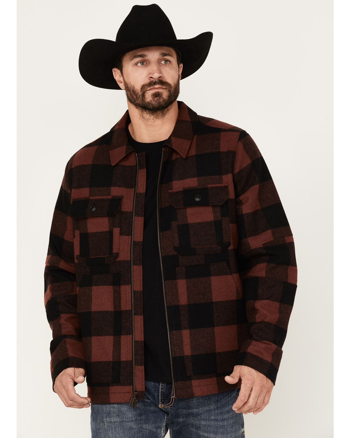 Brothers and Sons Men's Plaid Print Wool Western Jacket