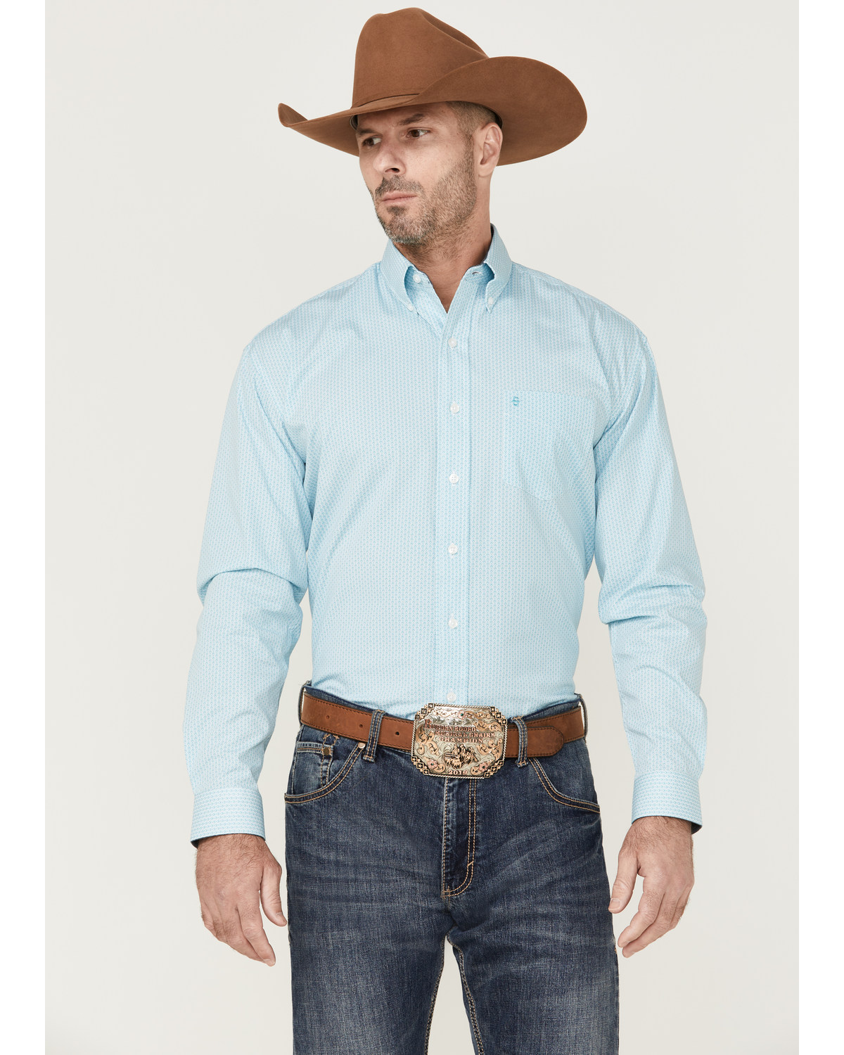 Stetson Men's Deco Geo Print Long Sleeve Button Down Western Shirt
