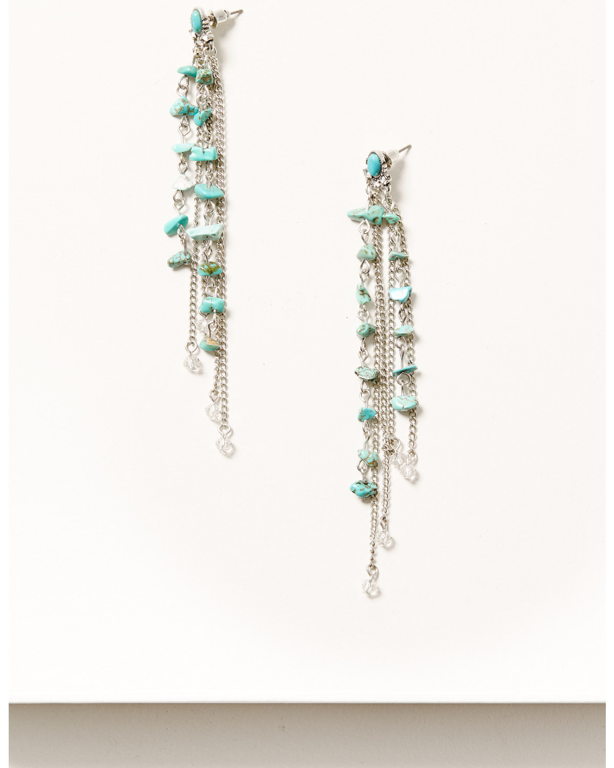 Shyanne Women's Silver & Turquoise Stone Fringe Earrings