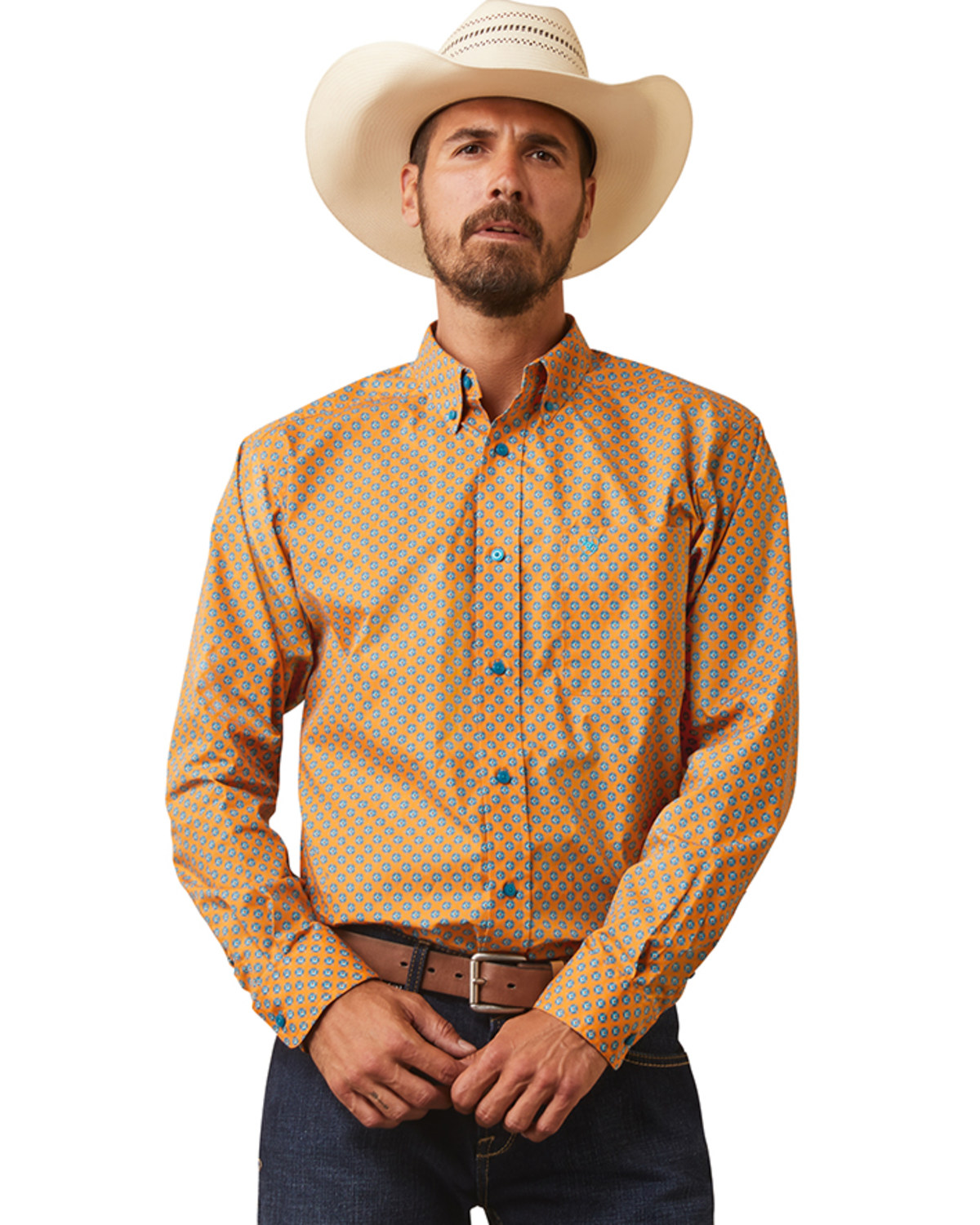 Ariat Men's Kilian Geo Print Fitted Long Sleeve Button-Down Western Shirt