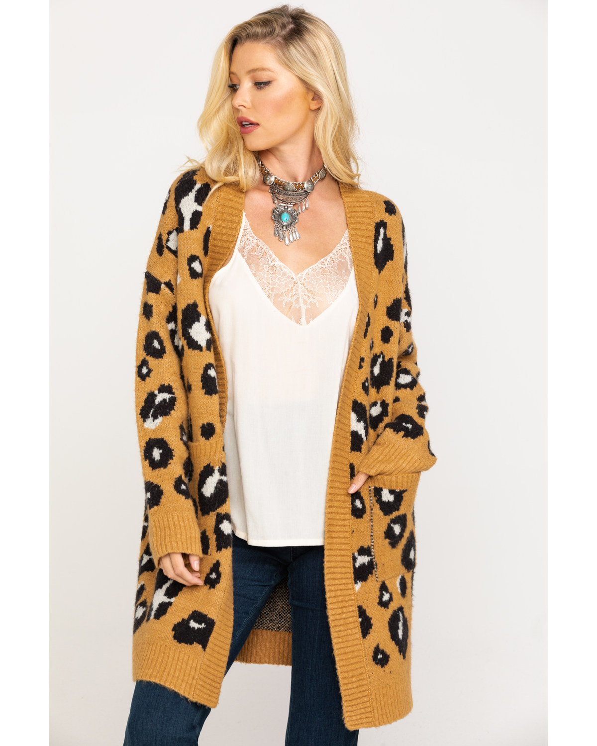 Mustard leopard print cardigan store