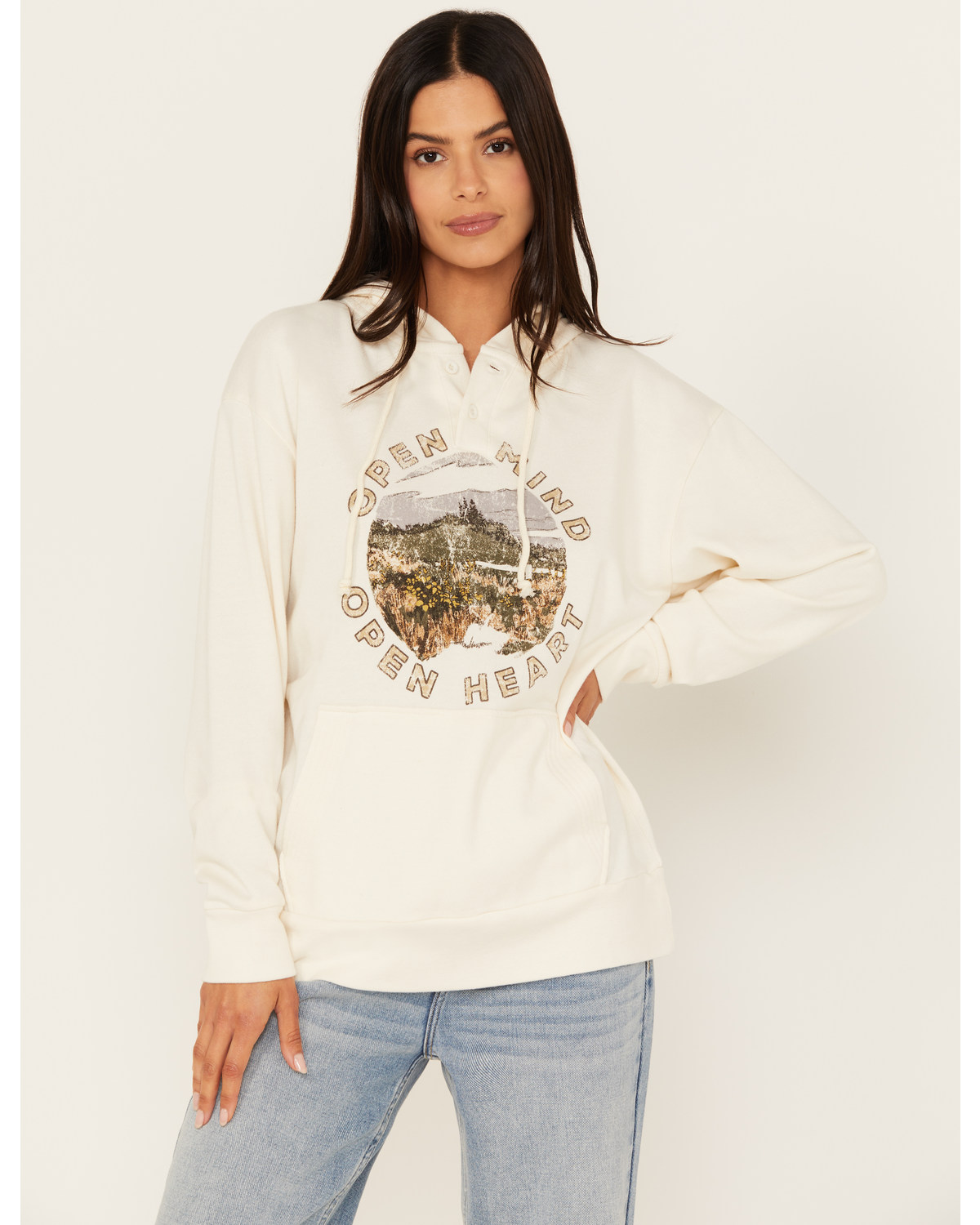 Cleo + Wolf Women's Graphic Henley Pullover