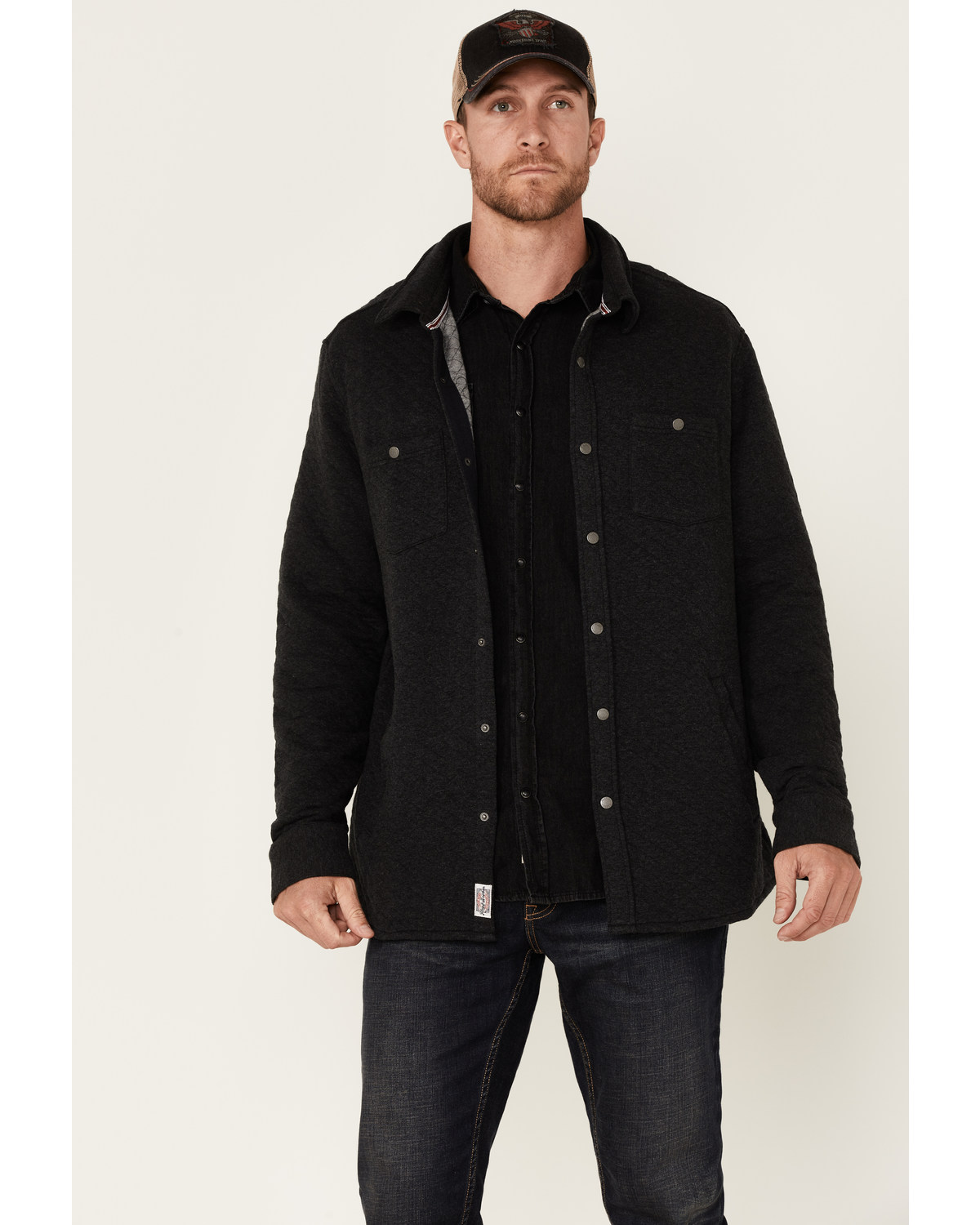 quilted down shirt jacket