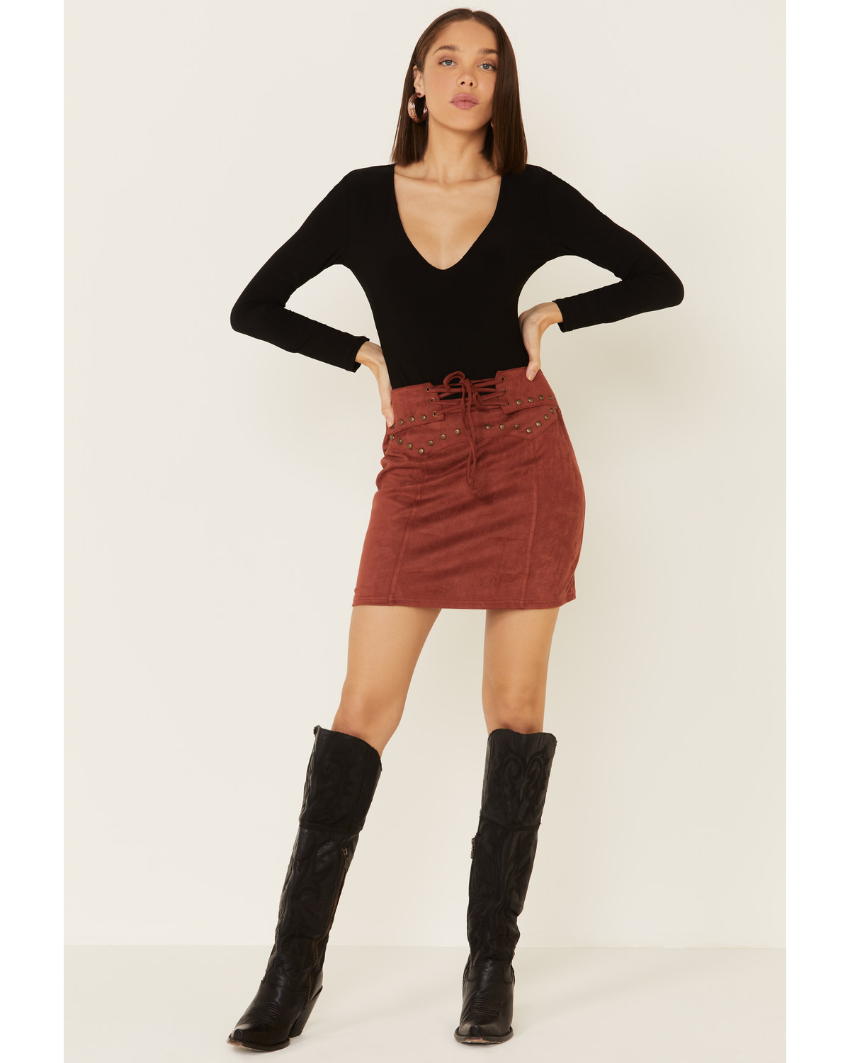 Rust suede skirt