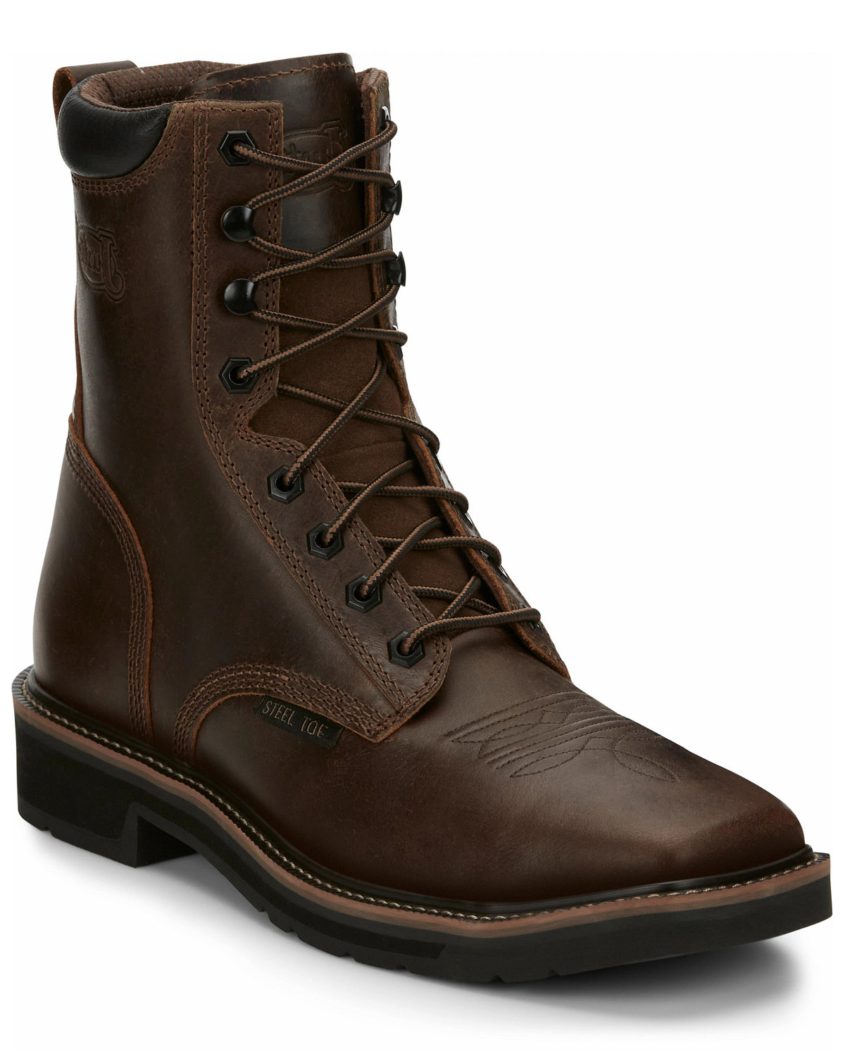 Justin Men's Pulley Lace-Up Work Boots - Steel Toe