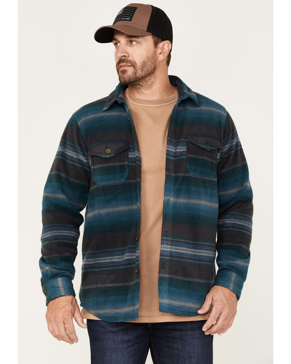 Gibson Men's Baja Horizontal Stripe Long Sleeve Button-Down Western Shirt