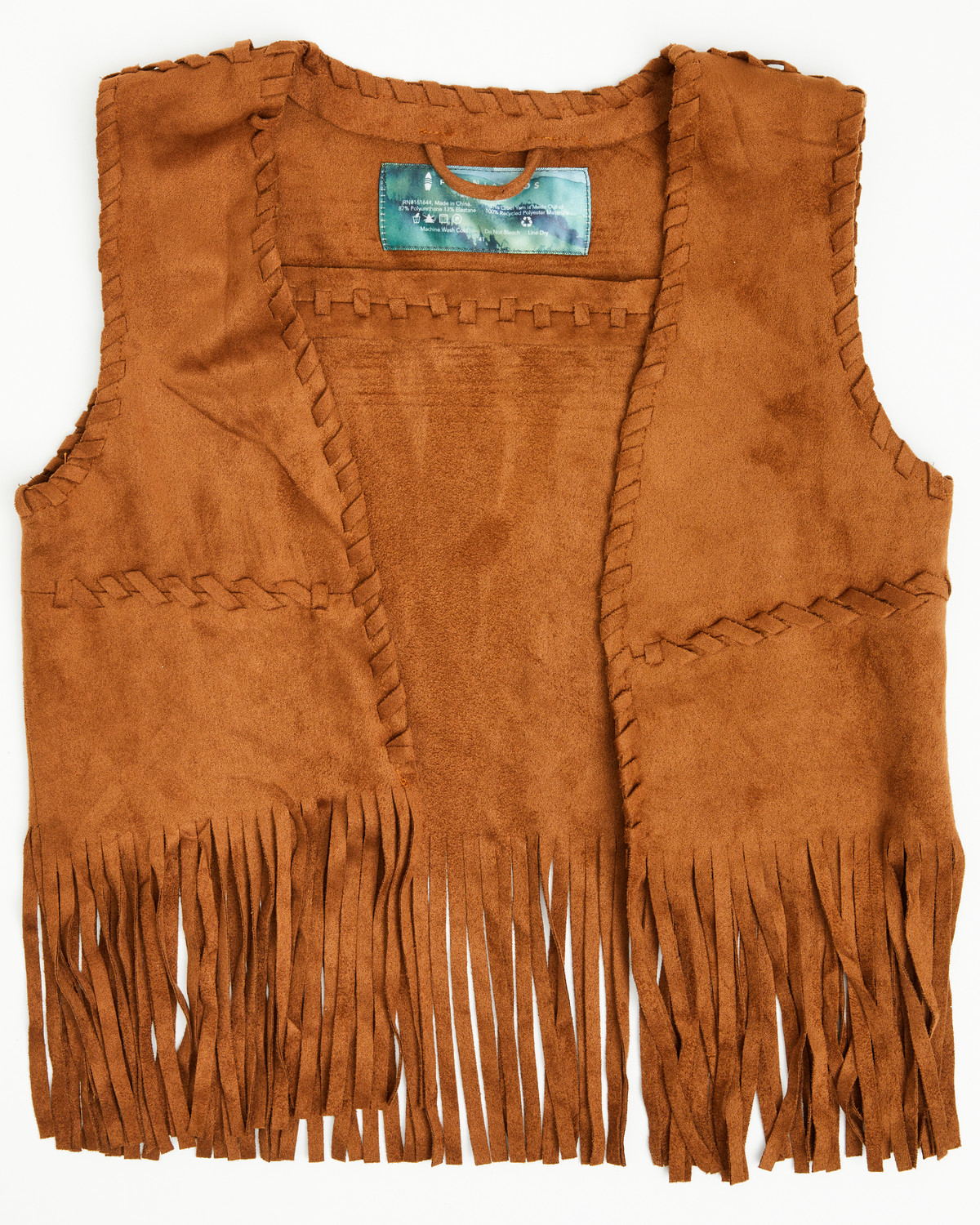 Fornia Girls' Whipstitch Fringe Faux Suede Vest