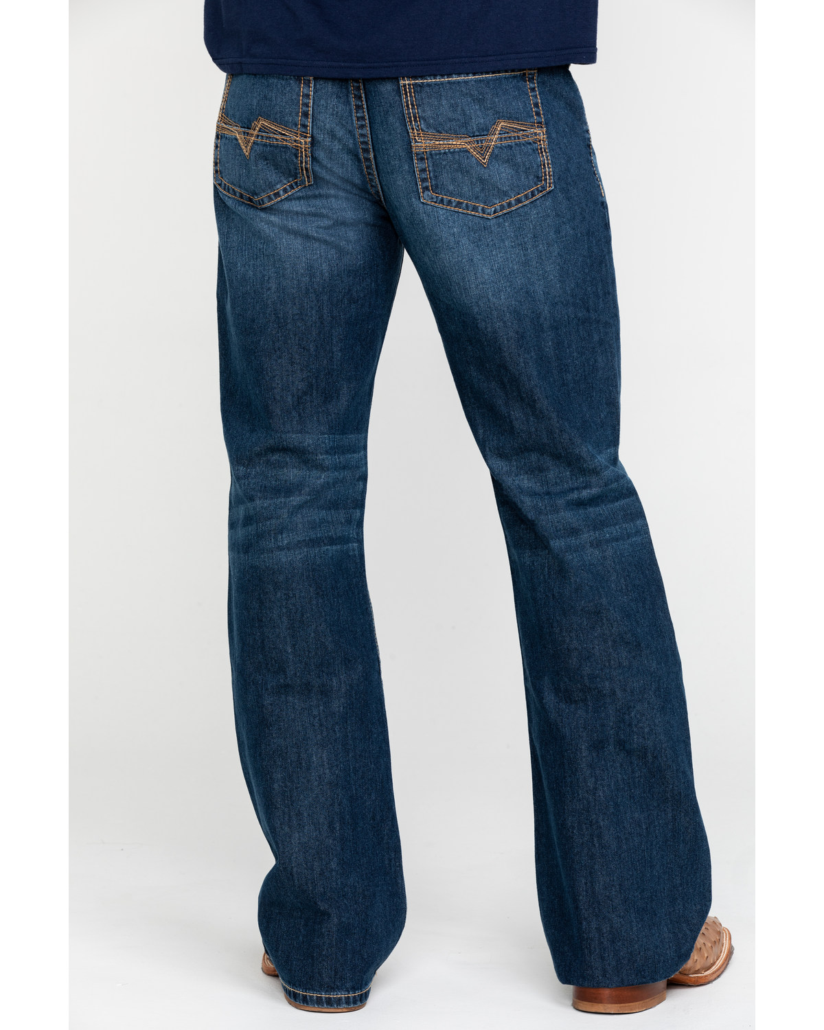 men in bootcut jeans