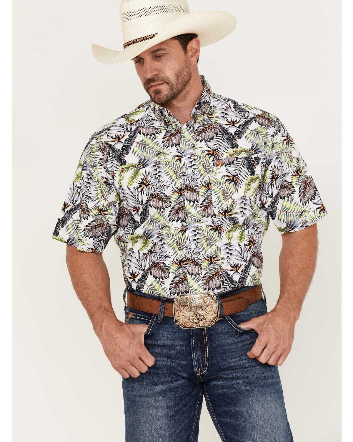 Ariat Men's Blaine Floral Print Short Sleeve Button Down Western Shirt