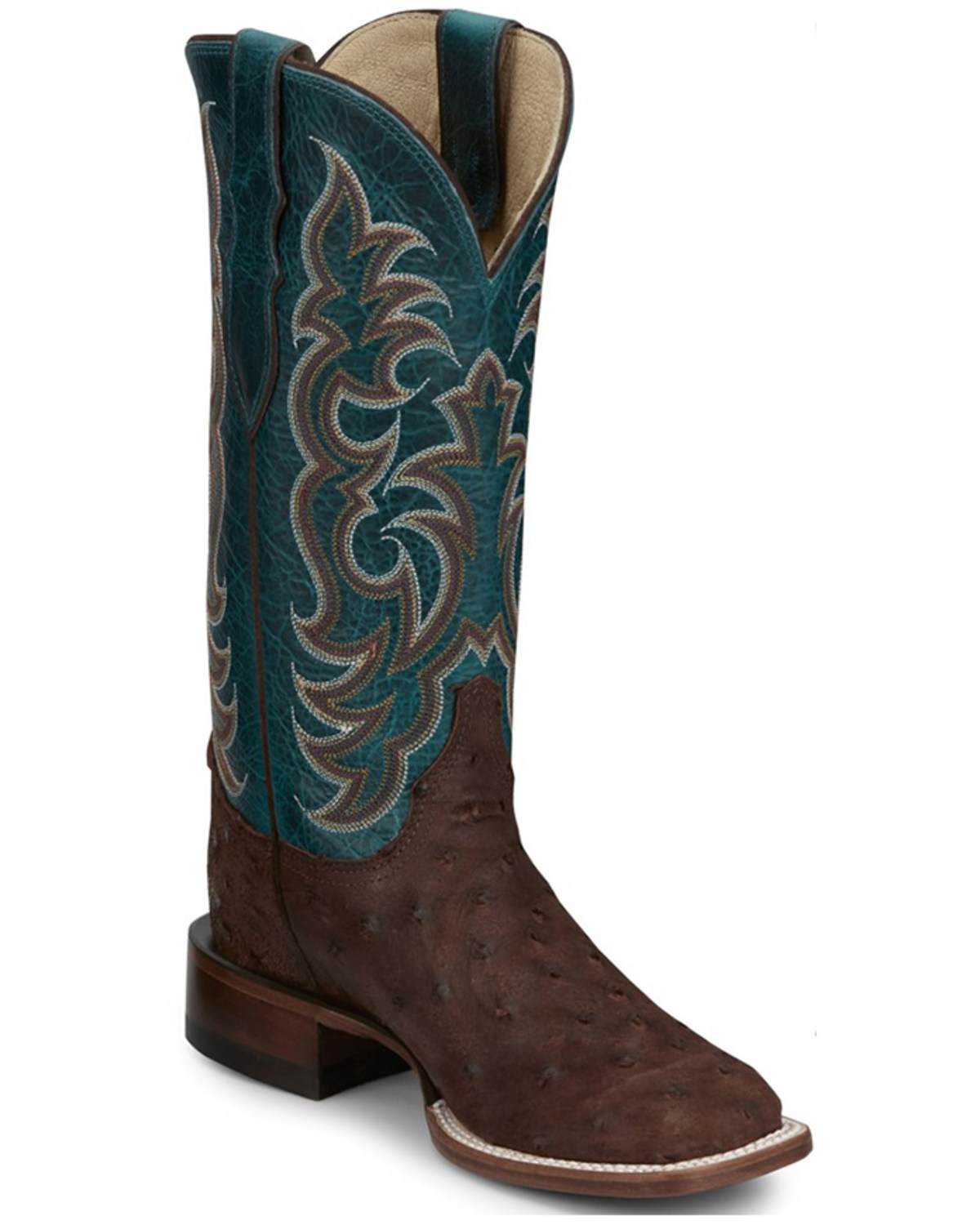 Justin Women's Exotic Full Quill Ostrich Western Boots - Broad Square Toe