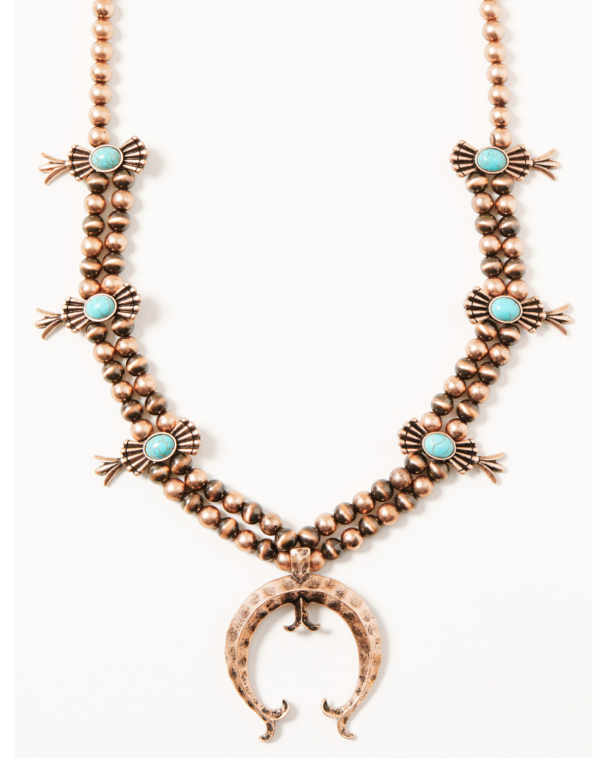 Shyanne Women's Copper Concho & Turquoise Beaded Squash Blossom Necklace