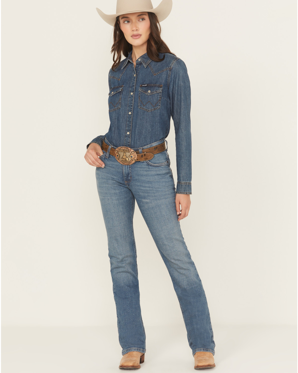Wrangler Women's Aubree Dark Wash Mid Rise Ultimate Riding Willow Bootcut Stretch Denim Jeans