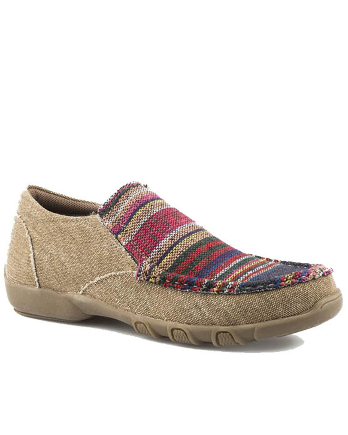 multi colored slip on shoes