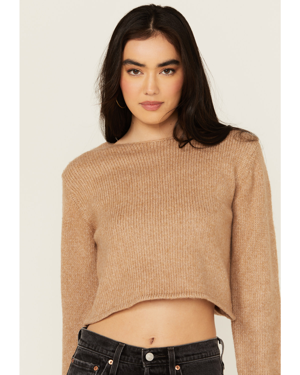 Cleo + Wolf Women's Reversible Cut Out Cropped Sweater