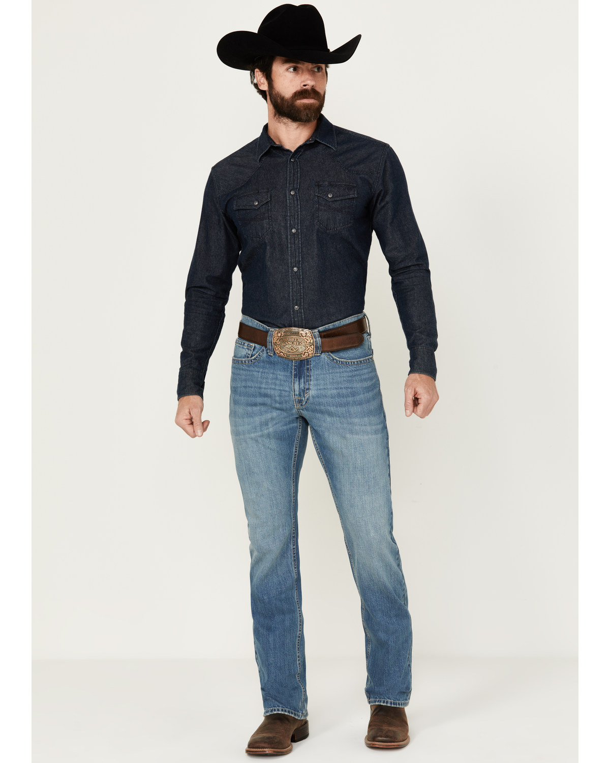 Cody James Men's Roughstock Medium Wash Slim Straight Rigid Denim Jeans