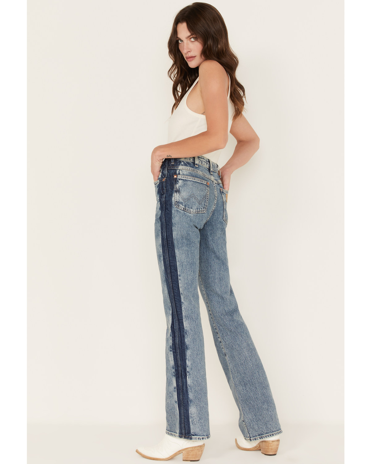 Wrangler Women's Two tone Color Block High Rise Westward Bootcut Jeans
