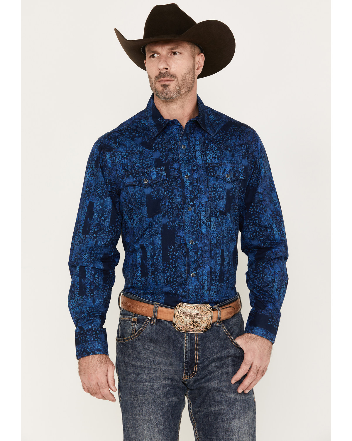 Wrangler Retro Men's Premium Paisley Print Long Sleeve Snap Western Shirt