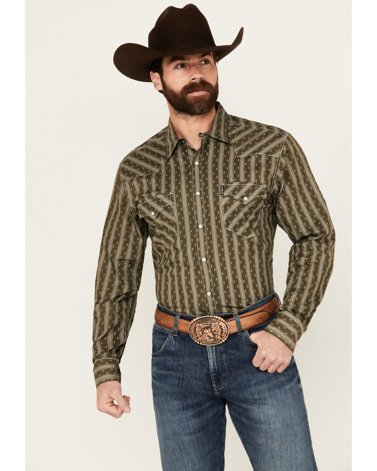 Cinch Men's Southwestern Striped Long Sleeve Snap Shirt