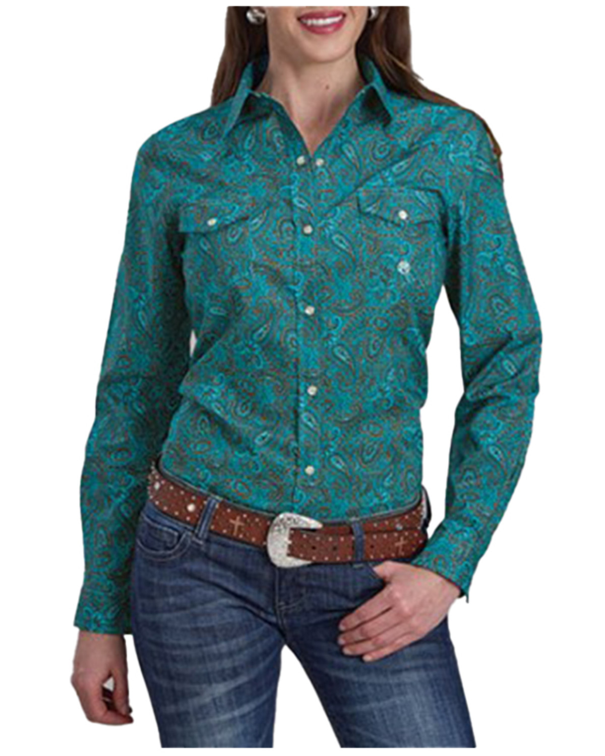 Roper Women's Paisley Print Long Sleeve Snap Western Shirt