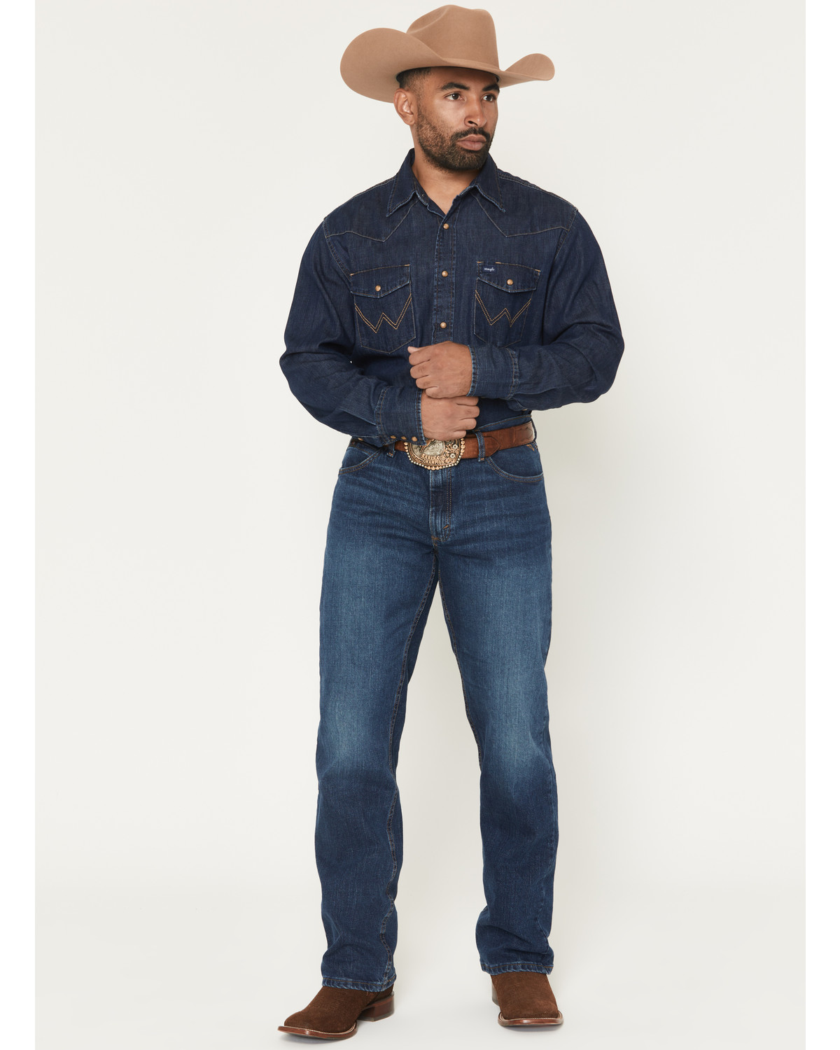 Wrangler X Cody Johnson Men's 02MWX Moonlight Dark Wash Slim Bootcut Stretch Denim Jeans - Tall