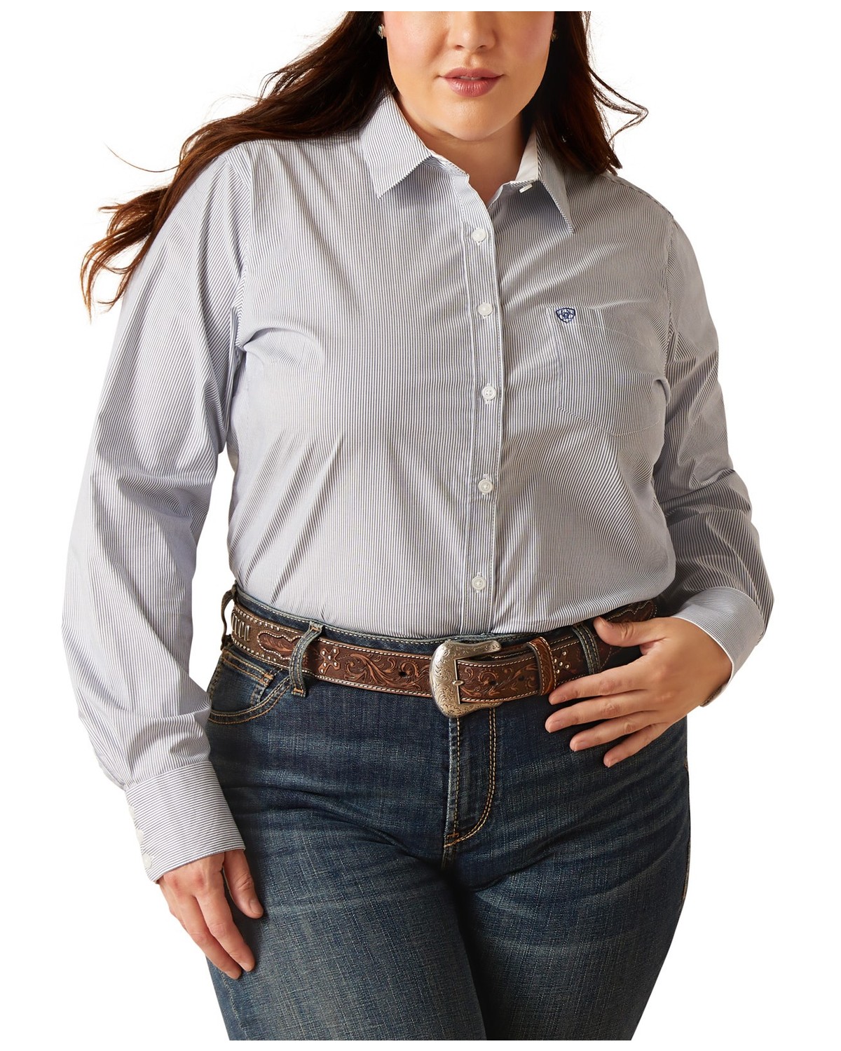 Ariat Women's Kirby Striped Print Long Sleeve Button-Down Stretch Western Shirt - Plus