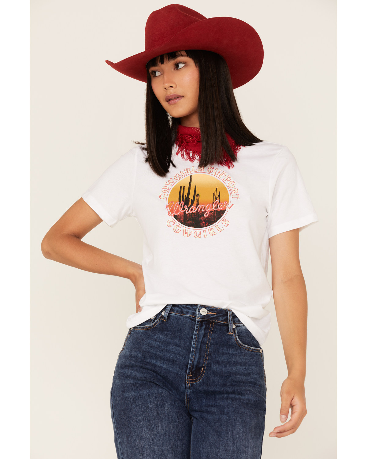 Wrangler Women's Cowgirls Support Logo Graphic Tee