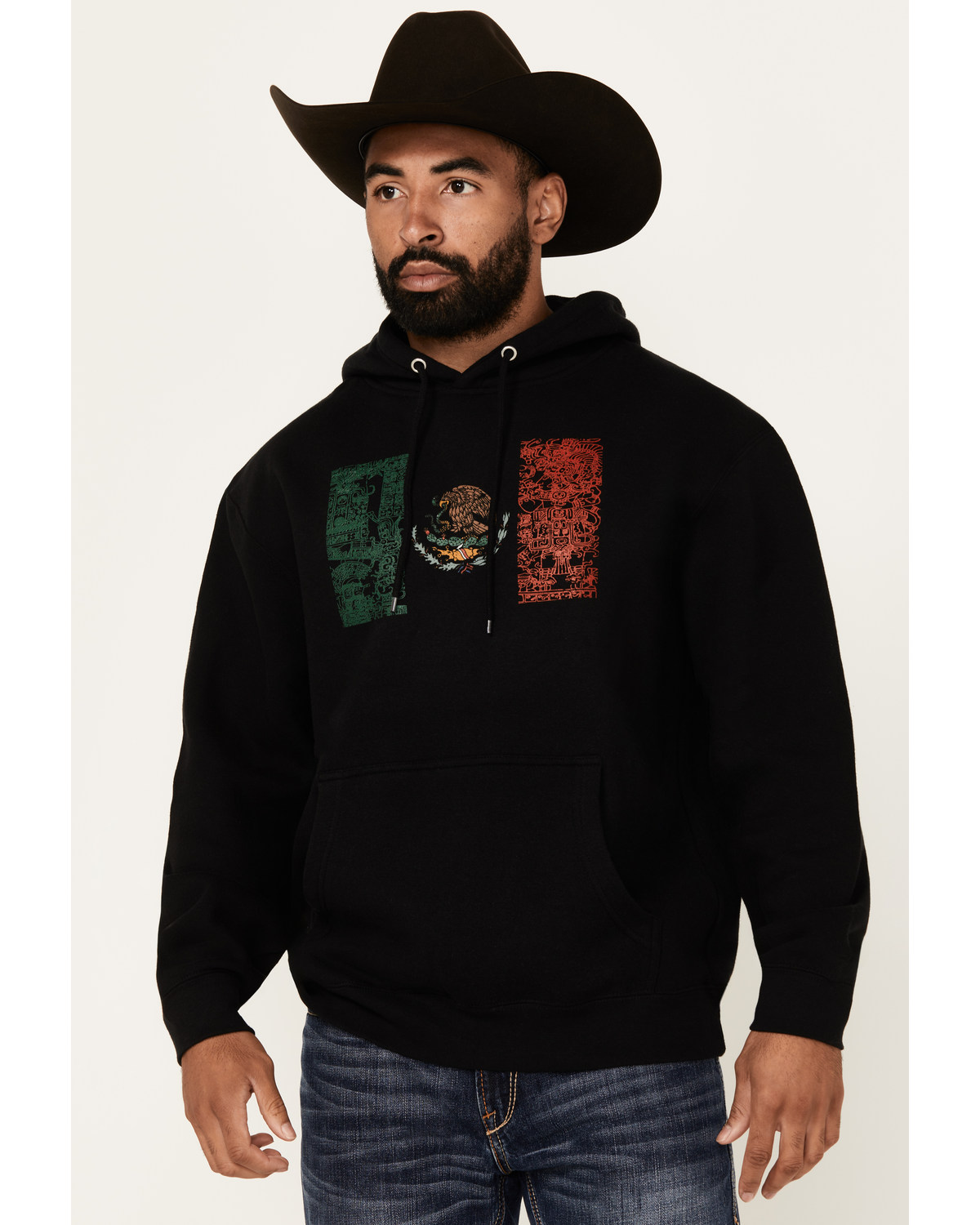 Cody James Men's Tiled Mexico Flag Hooded Sweatshirt