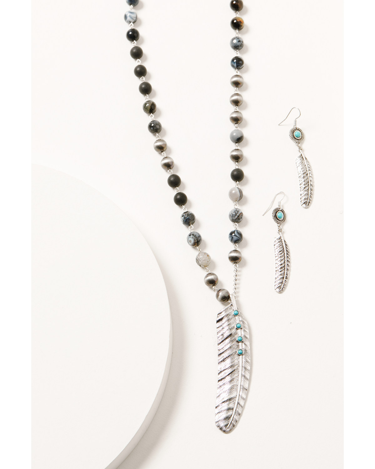Shyanne Women's Silver & Turquoise Beaded Leaf Concho Jewelry Set
