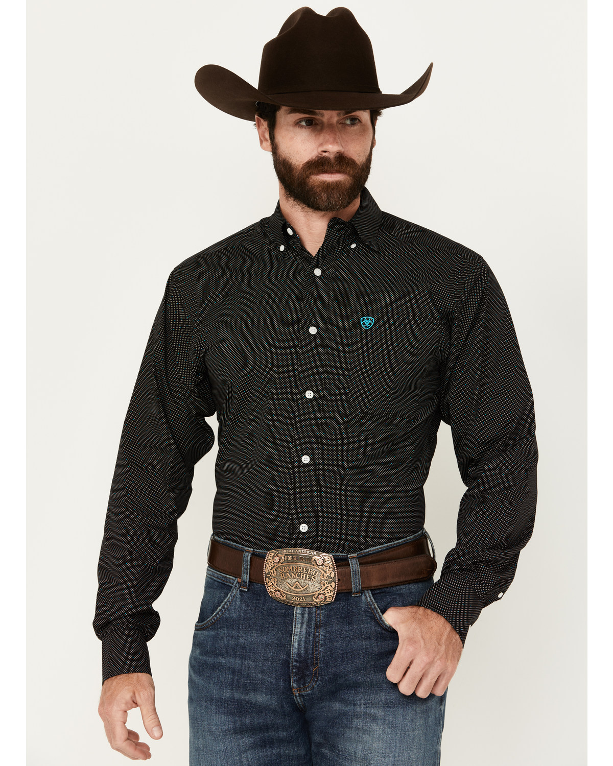 Ariat Men's Gian Polka Dot Print Long Sleeve Button-Down Shirt