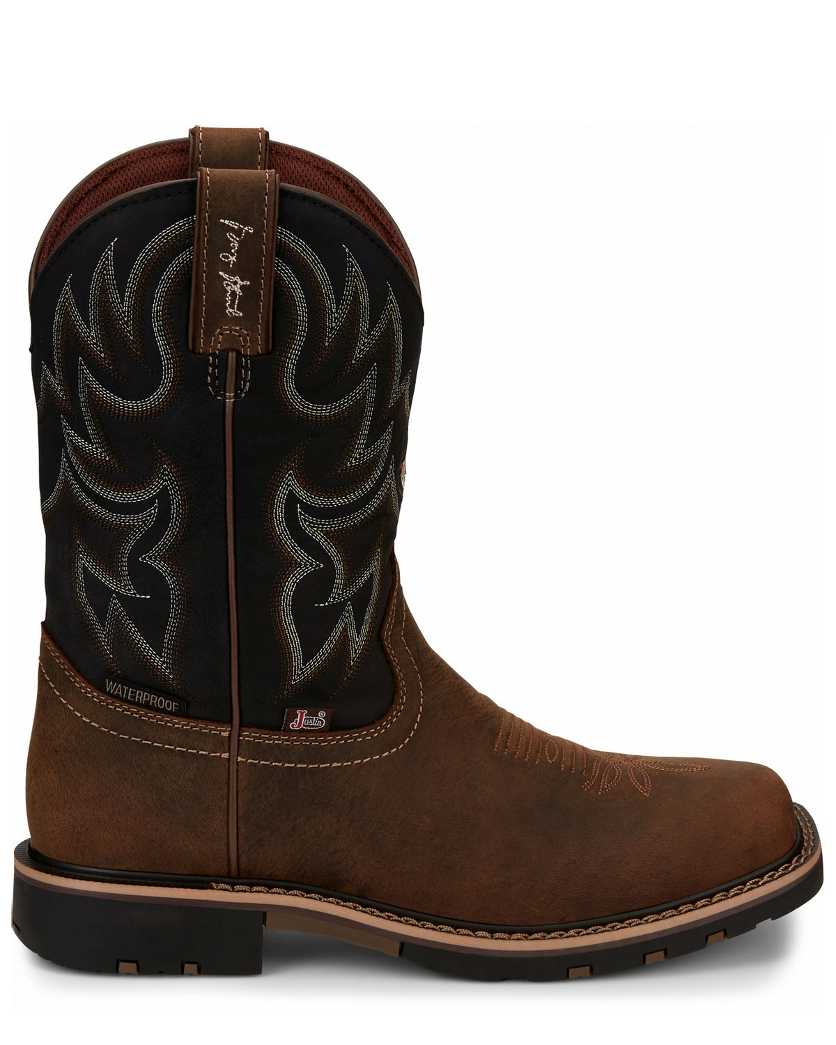 Justin Men's Fireman Black Western Boots Square Toe Boot Barn