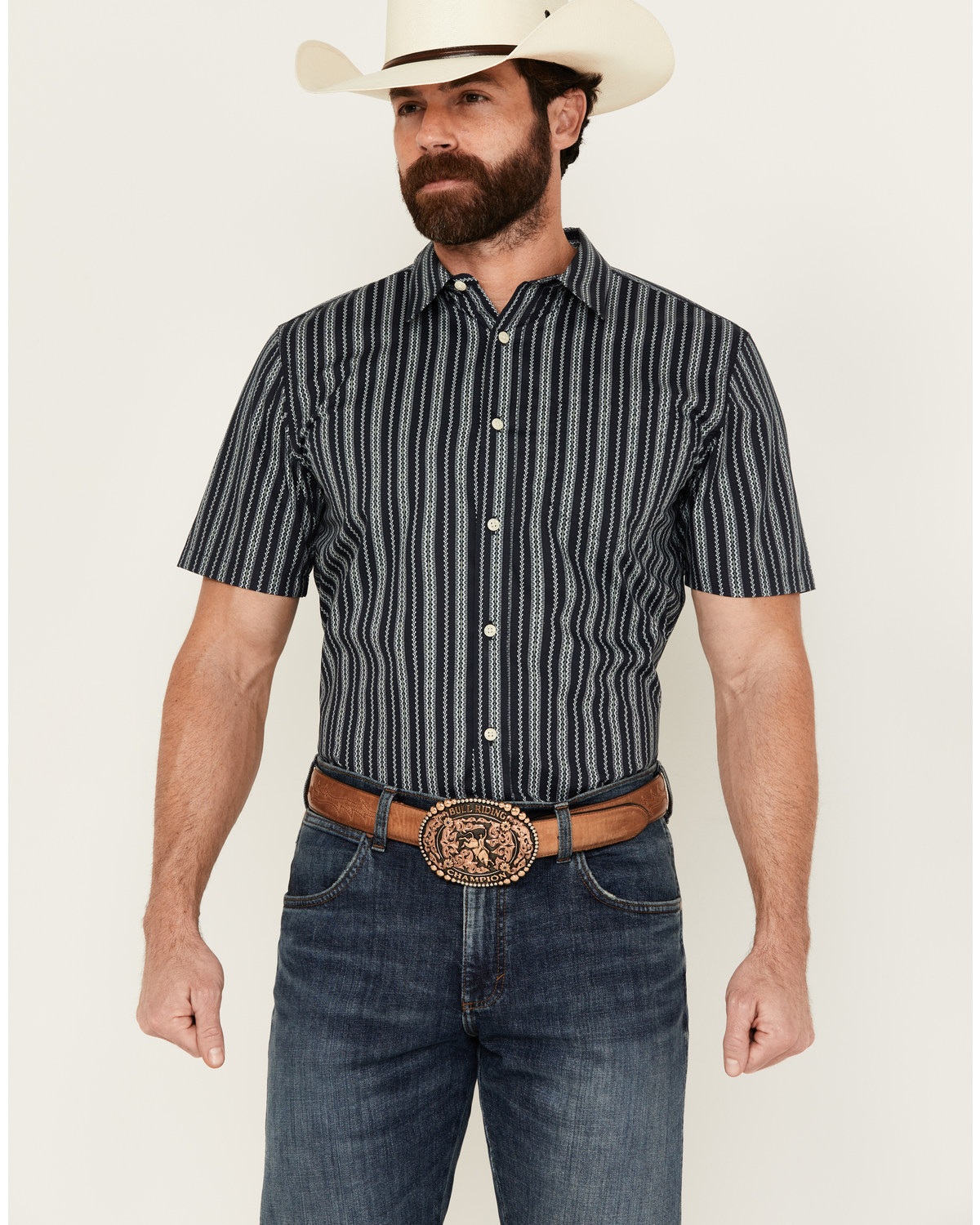 Gibson Trading Co Men's Scratch Stripe Short Sleeve Button-Down Western Shirt