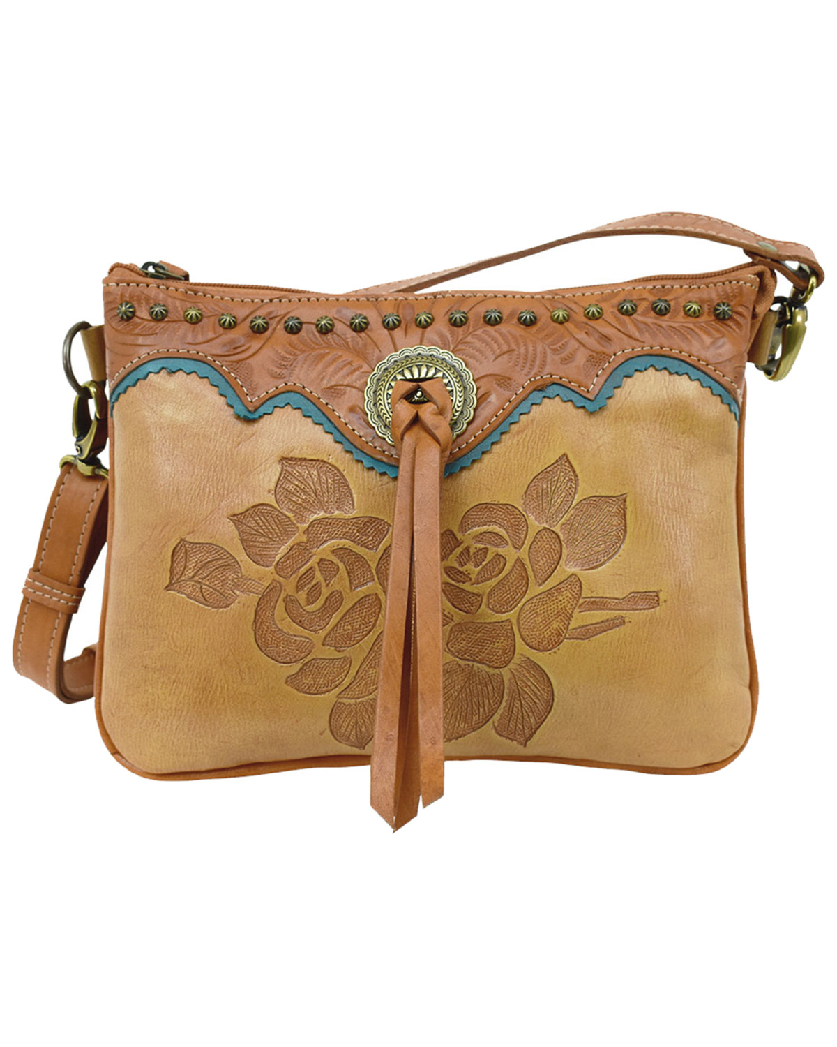American West Women's Texas Rose Crossbody Bag