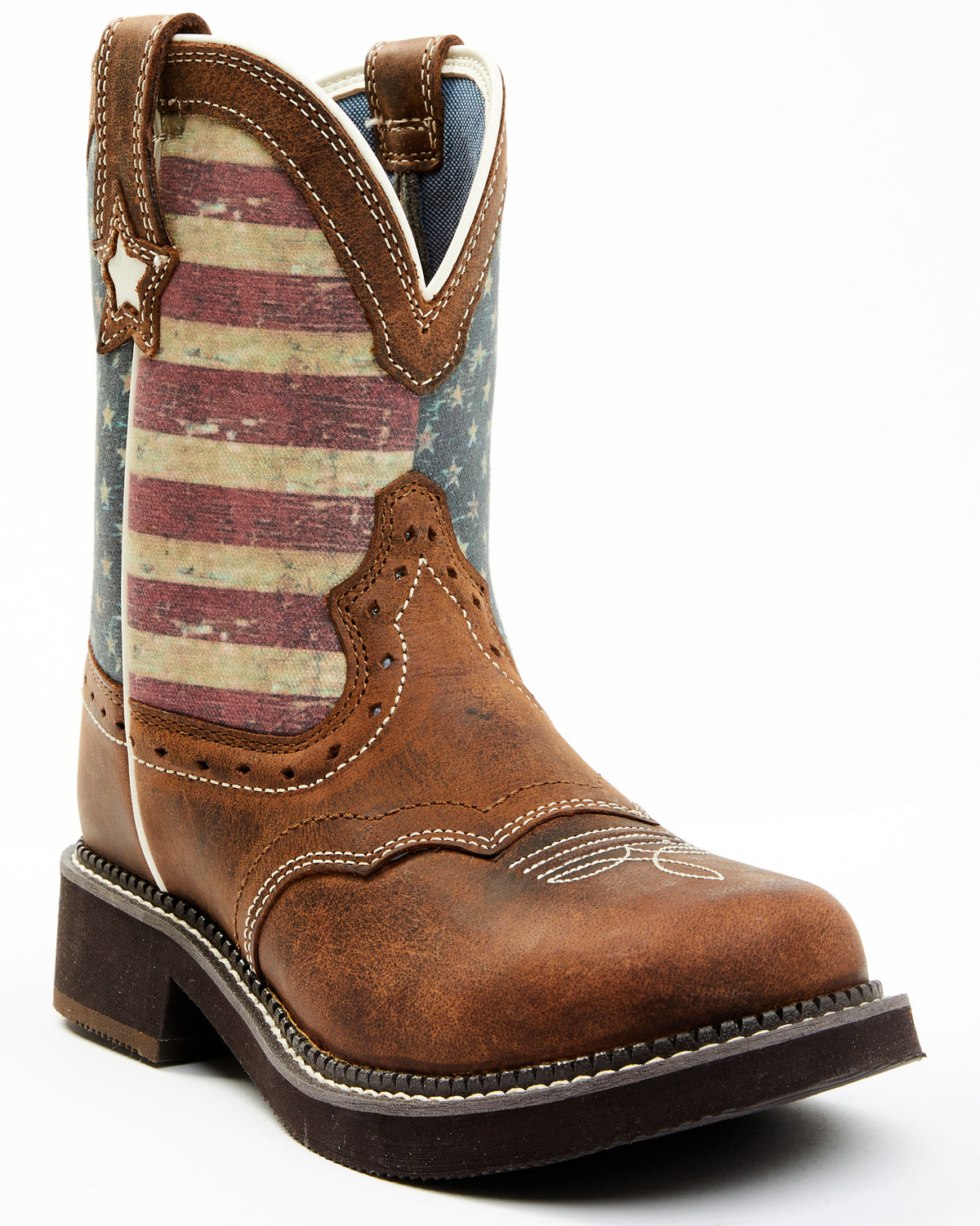 Shyanne Women's Glory Stars & Stripes Shaft Leather Western Boots - Wide Round Toe