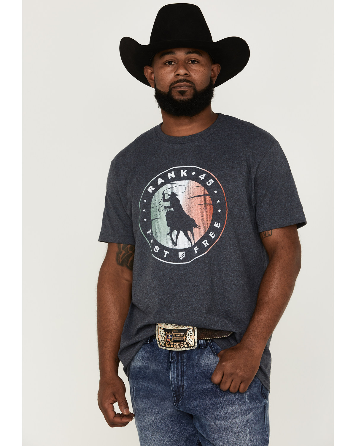 RANK 45® Men's Roper Circle Logo Short Sleeve Graphic T-Shirt