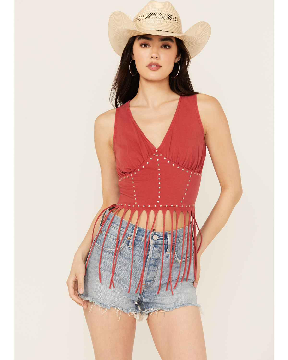 Rock & Roll Denim Women's Studded Fringe Tank