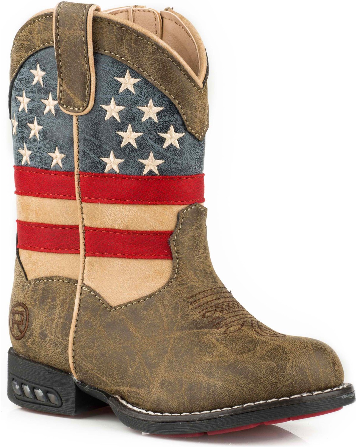 Roper Toddler Boys' Brown Patriot Western Boots Round Toe Boot Barn