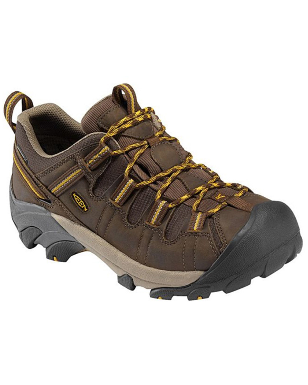 Keen Men's Cascade Brown & Yellow Targhee II Waterproof Lace-Up Wide Hiking Boot