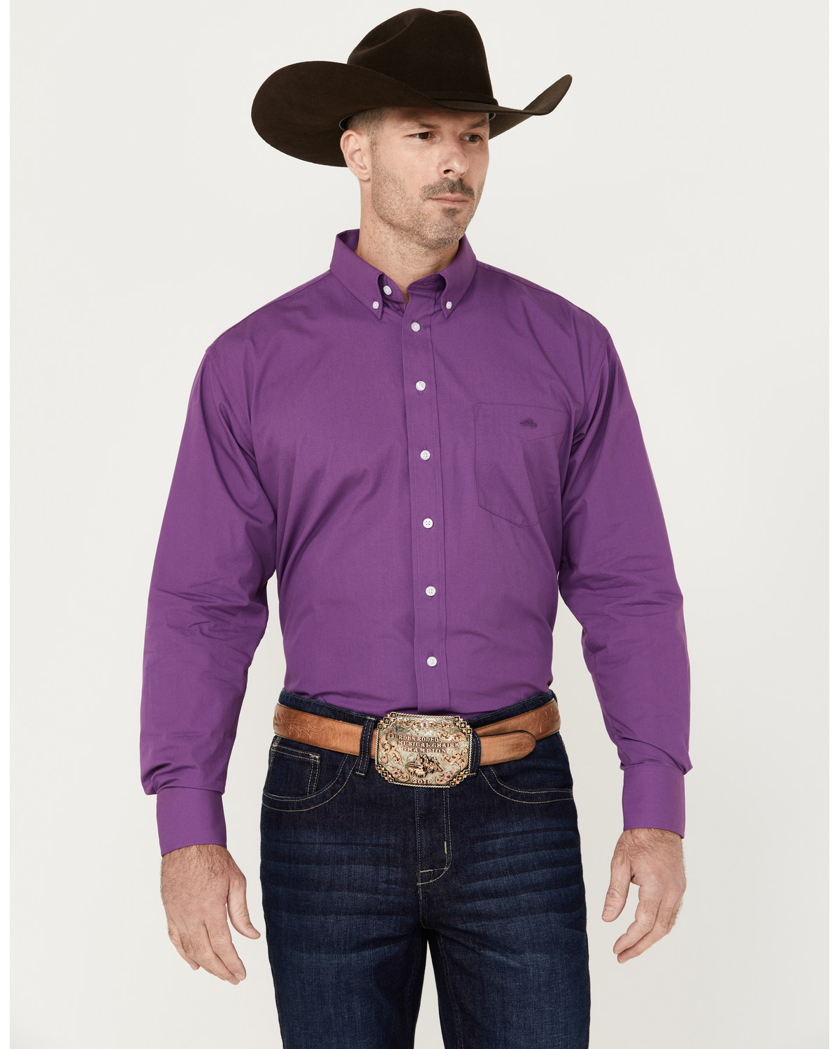 Resistol Men's Kendall Solid Long Sleeve Button Down Western Shirt