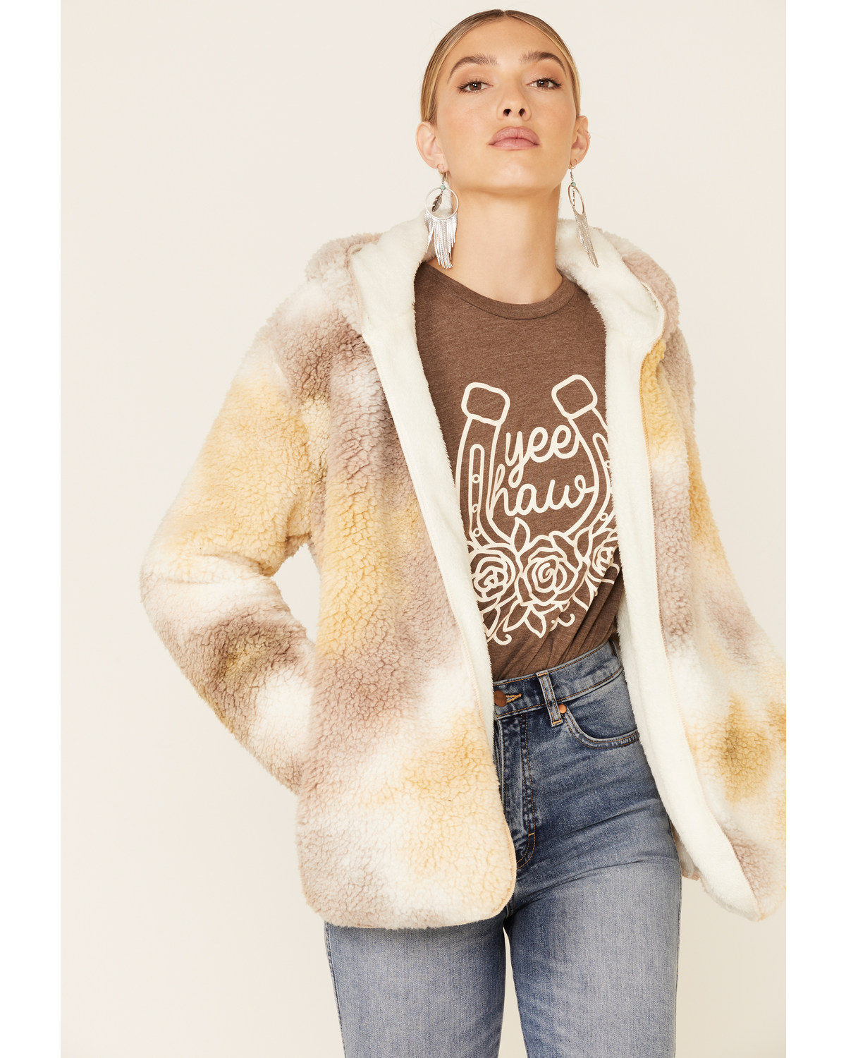 sherpa cardigan with hood