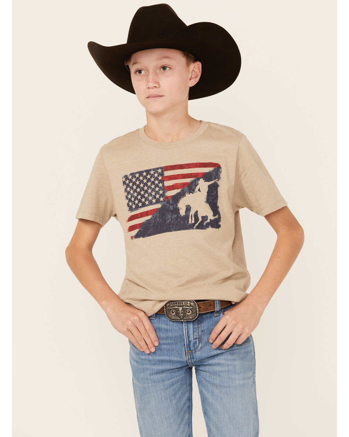 Cody James Boys' Flag Bronc Short Sleeve Graphic T-Shirt